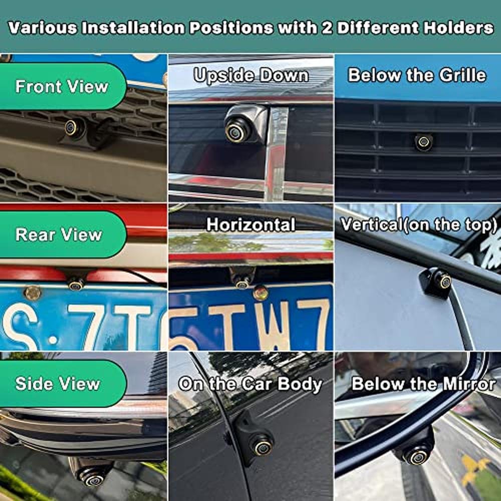 HD Backup/Front/Side View Camera, GreenYi AHD 720P Reverse Rear Cam for Car, SUV, RV, Trailer, Camper, Van, Pickup, Adjustable Fisheye Lens, 170 Degrees Viewing Angle(Black)