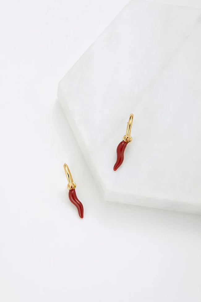 Boucle d'oreille piment rouge - Or - Zafino