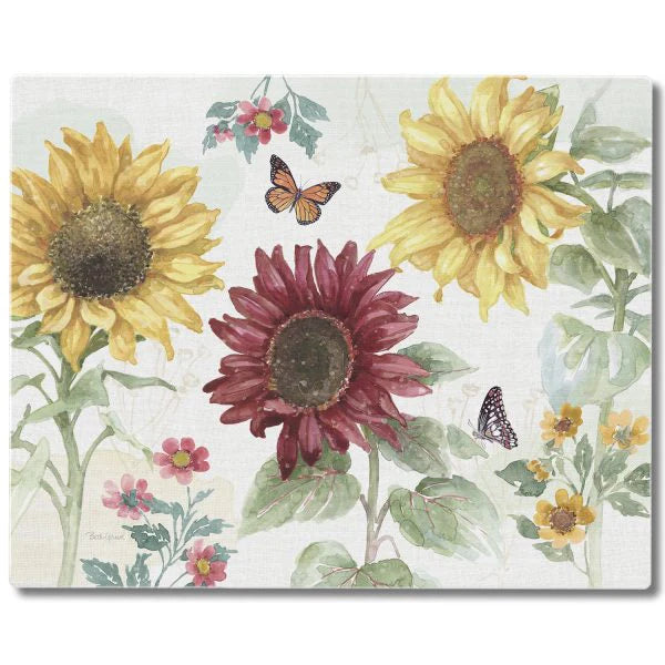 Tempered Glass Counter Saver 15"x 12"- "Sunflower Splendor"