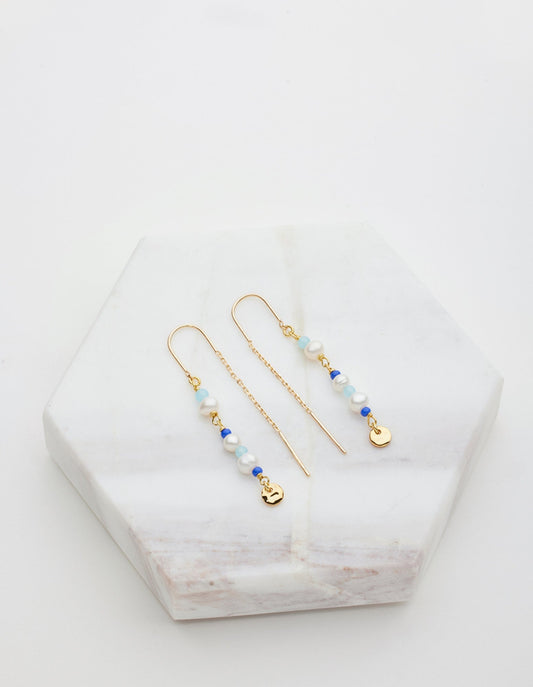 Boucles d'oreilles Alice Thread - Or/Bleu - Zafino