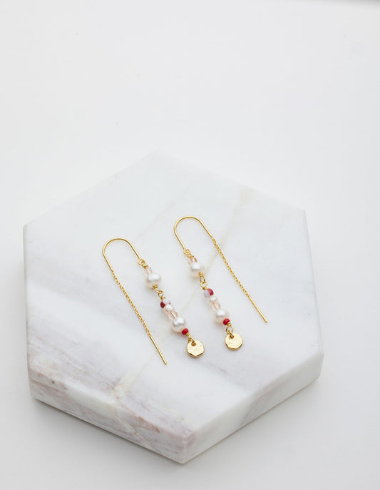 Boucles d'oreilles Alice Thread - Or/Rose - Zafino