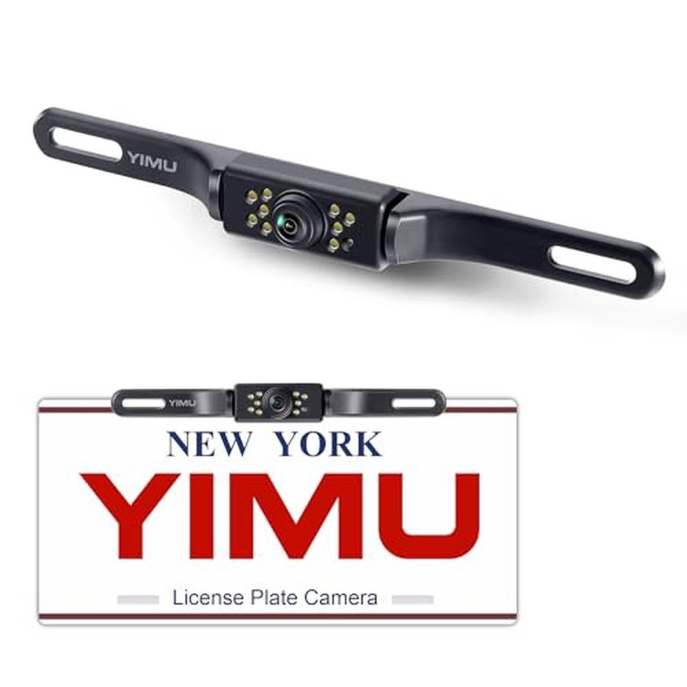 YIMU Car Backup Camera, License Plate Camera with 7 LED Lights Rear Camera, HD Night Vision Rear View Camera,Wide View Angle, IP69K Waterproof Reverse Vehicle Camera for Cars,SUV,Trucks,RV, Pickup