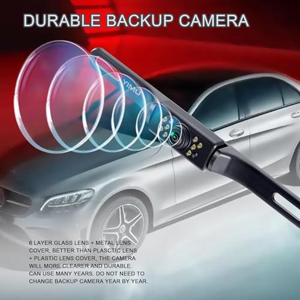 YIMU Car Backup Camera, License Plate Camera with 7 LED Lights Rear Camera, HD Night Vision Rear View Camera,Wide View Angle, IP69K Waterproof Reverse Vehicle Camera for Cars,SUV,Trucks,RV, Pickup
