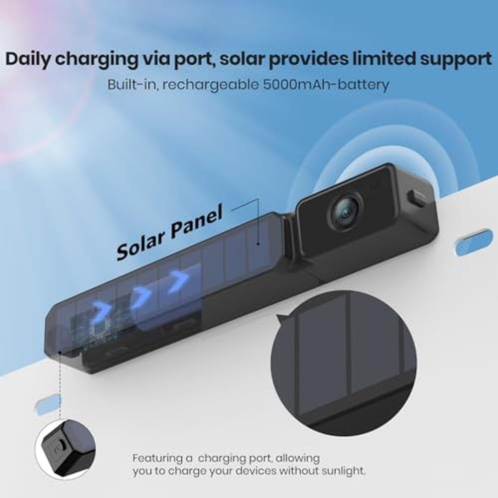 Foxpark Solar Wireless Backup Camera, 1080P 5'' Monitor Back Up Camera Systems Wireless, 3 Mins DIY Installation, Reverse Camera for Car, Truck, Van, RV