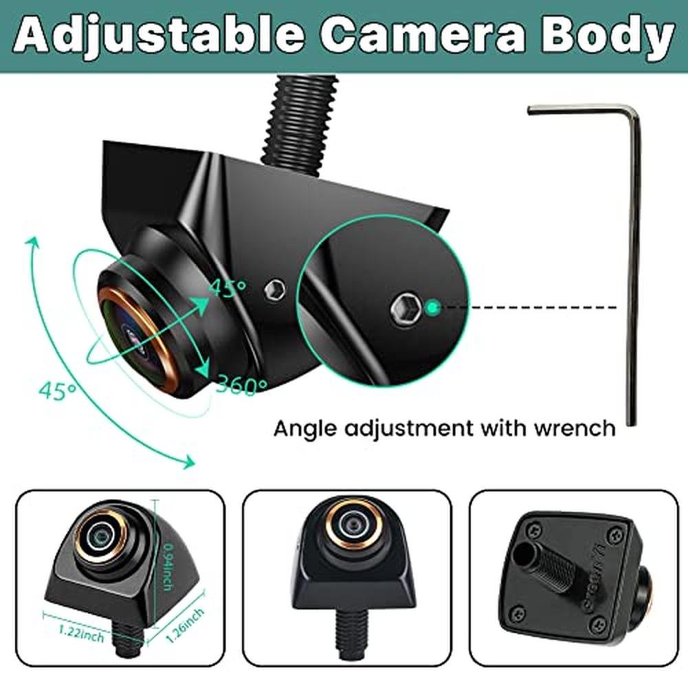 HD Backup/Front/Side View Camera, GreenYi AHD 720P Reverse Rear Cam for Car, SUV, RV, Trailer, Camper, Van, Pickup, Adjustable Fisheye Lens, 170 Degrees Viewing Angle(Black)