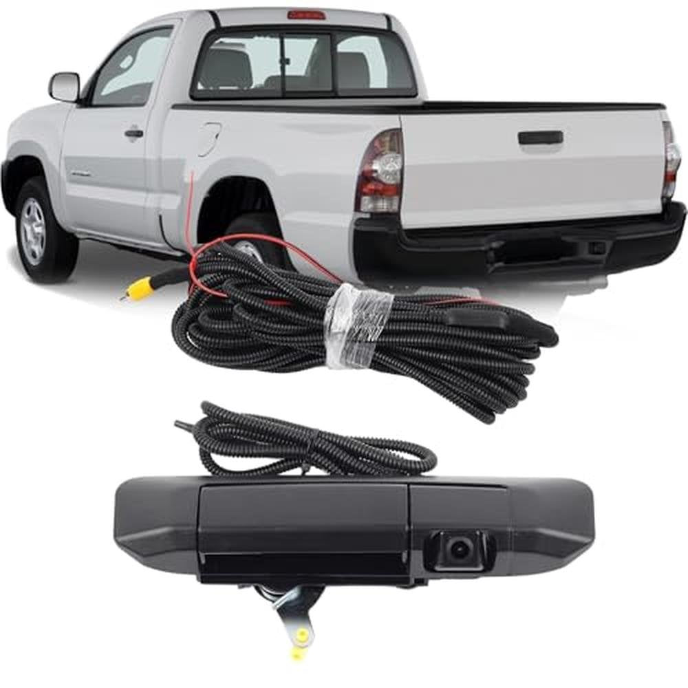 Dasbecan Tailgate Handle Rear View Backup Camera 6909004020 Compatible with Toyota Tacoma 2005-2015 Black Aftermarket Replacement Reverse Parking Liftgate Latch Handle Camera (RCA Connector)