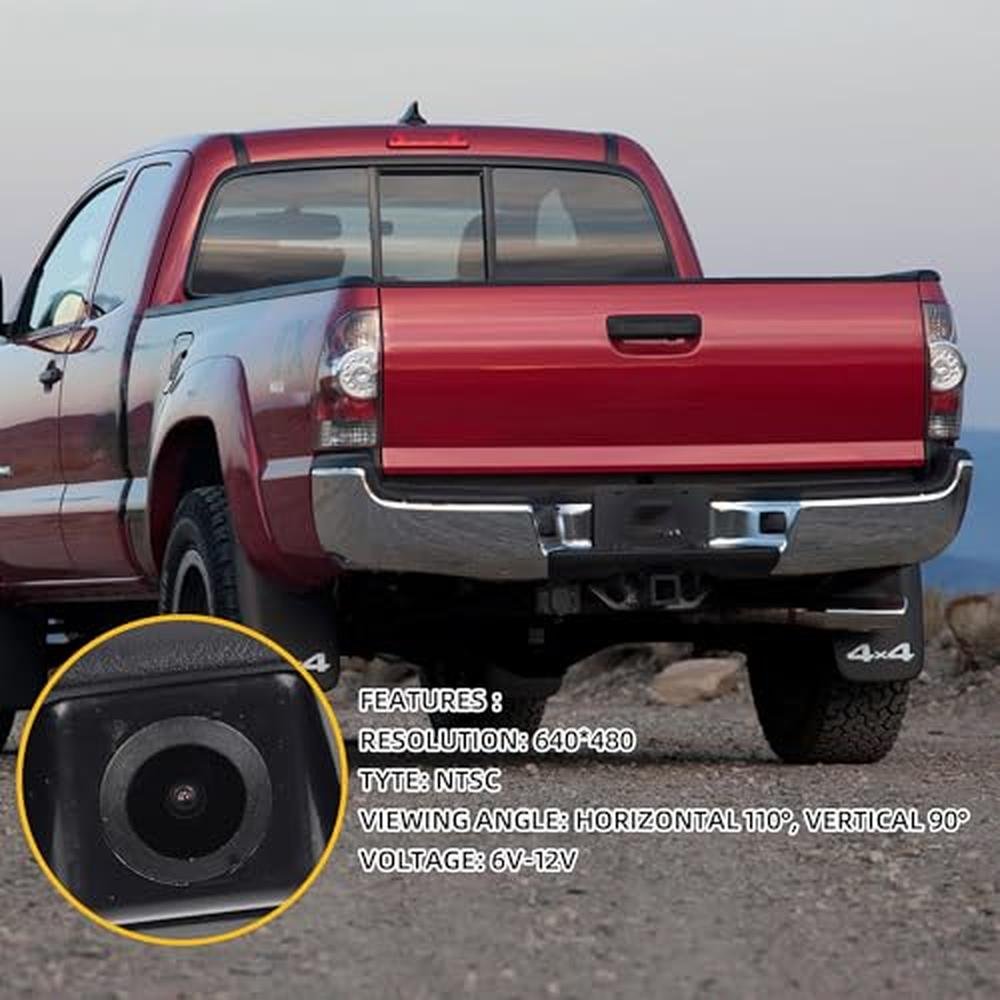 Dasbecan Tailgate Handle Rear View Backup Camera 6909004020 Compatible with Toyota Tacoma 2005-2015 Black Aftermarket Replacement Reverse Parking Liftgate Latch Handle Camera (RCA Connector)