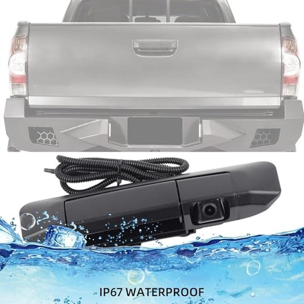 Dasbecan Tailgate Handle Rear View Backup Camera 6909004020 Compatible with Toyota Tacoma 2005-2015 Black Aftermarket Replacement Reverse Parking Liftgate Latch Handle Camera (RCA Connector)