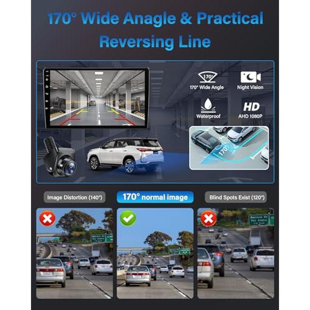 AHD 1080P Backup Camera 360Rotatable Back up Camera for Cars Reverse Camera for Truck Super Night Vision IP69K Waterproof Rear/Front/Side View Camera w 170 Wide Angle Reverse Line, No Drilling