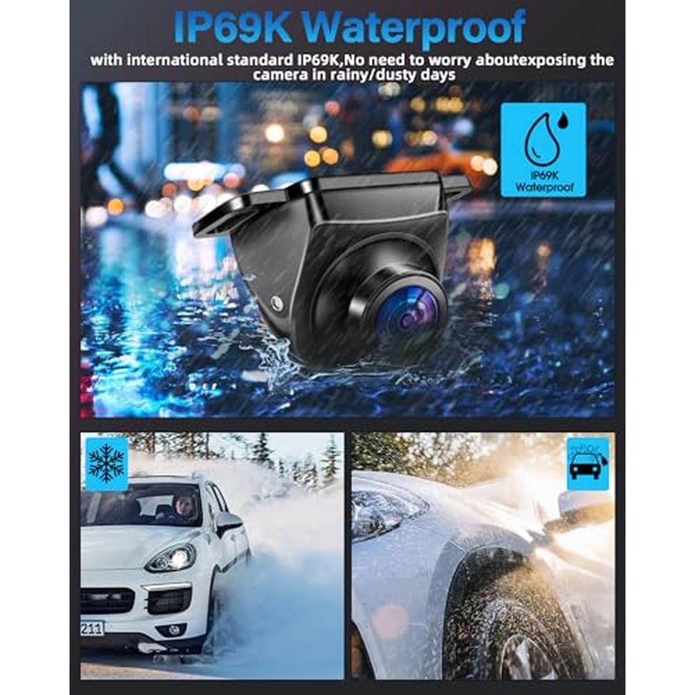 AHD 1080P Backup Camera 360Rotatable Back up Camera for Cars Reverse Camera for Truck Super Night Vision IP69K Waterproof Rear/Front/Side View Camera w 170 Wide Angle Reverse Line, No Drilling