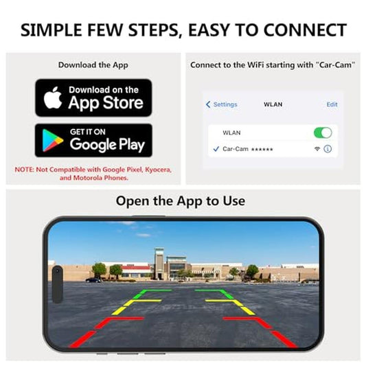 WiFi Magnetic Solar Wireless Backup Camera, 10500mAh Rechargeable 1080P Rear View Camera for Truck RV Trailer Car, DVR Recording Night Vision IP69 Waterproof, App for Phone iOS Android AP1 DVKNM