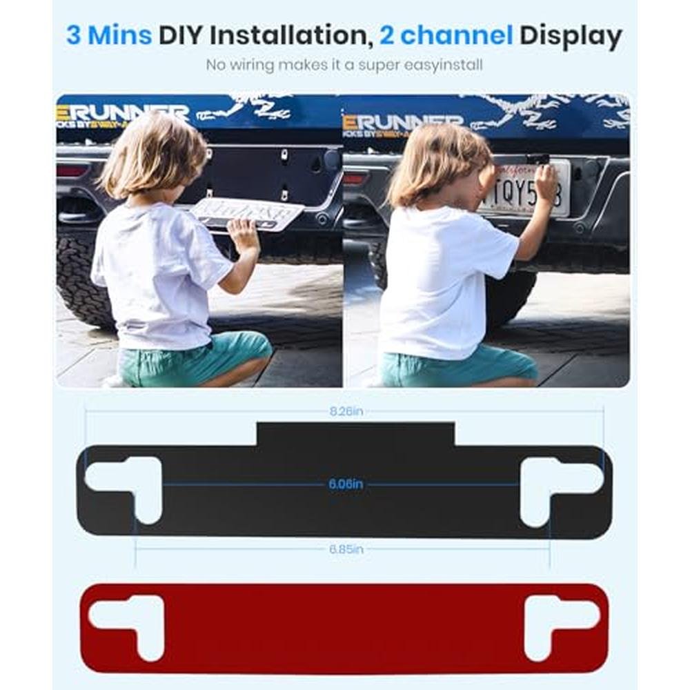 AUTO-VOX Solar Wireless Backup Camera:5" HD 1080P Monitor,3 Mins DIY Installation & 5000 mAh Battery Powered Solar Back Up Camera Systems, IP69K Waterproof Reverse Camera for Car, Van, Truck, Trailer