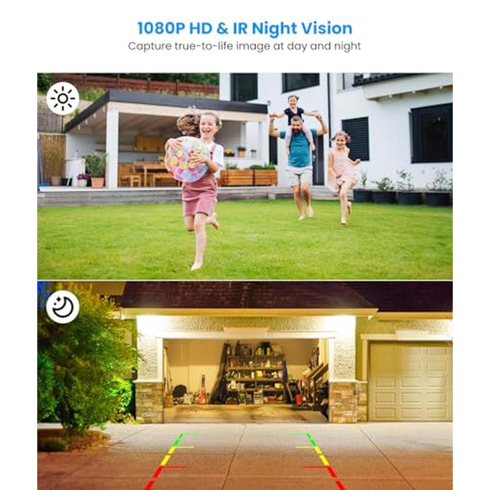 AUTO-VOX Solar Wireless Backup Camera:5" HD 1080P Monitor,3 Mins DIY Installation & 5000 mAh Battery Powered Solar Back Up Camera Systems, IP69K Waterproof Reverse Camera for Car, Van, Truck, Trailer