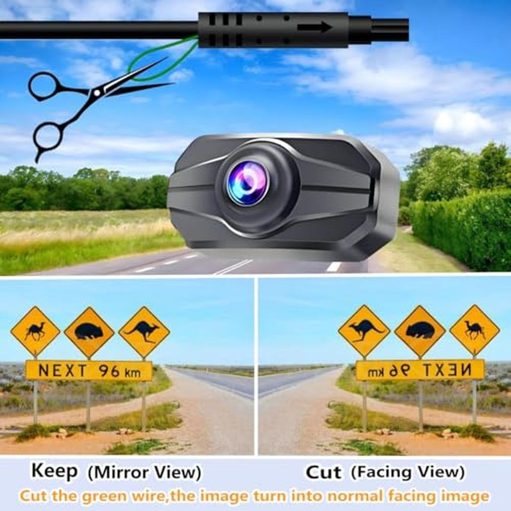 JUNHAOZ Car Rear View Camera, Backup Camera for Car, Trucks, SUVs, Pickup, 4.3-inch IPS Monitor, Night Vision, DIY Guide Lines, Front/Rear Camera Switch,IP69 Waterproof K4301