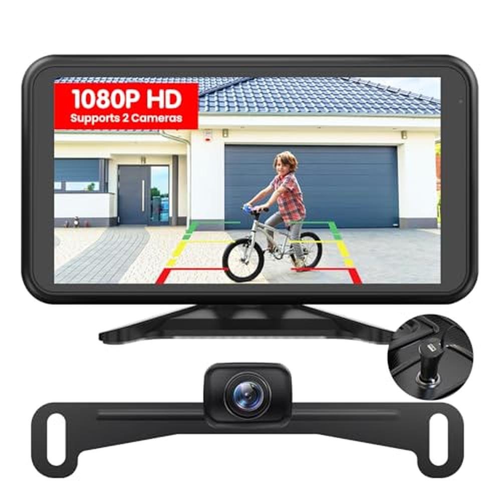 AUTO-VOX Wireless Backup Camera for Car Easy Install: No Delay 5" HD 1080P Rear View Camera with Clear Night Vision 2 Channels, IP69K Waterproof Back Up Camera System for Truck, Pickup, SUV, Van - W12
