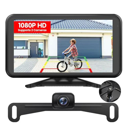AUTO-VOX Wireless Backup Camera for Car Easy Install: No Delay 5" HD 1080P Rear View Camera with Clear Night Vision 2 Channels, IP69K Waterproof Back Up Camera System for Truck, Pickup, SUV, Van - W12