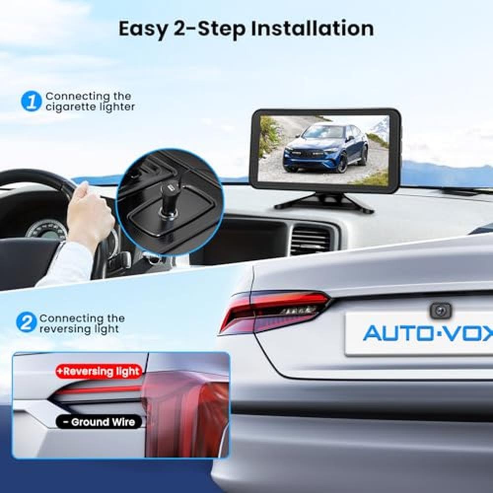 AUTO-VOX Wireless Backup Camera for Car Easy Install: No Delay 5" HD 1080P Rear View Camera with Clear Night Vision 2 Channels, IP69K Waterproof Back Up Camera System for Truck, Pickup, SUV, Van - W12