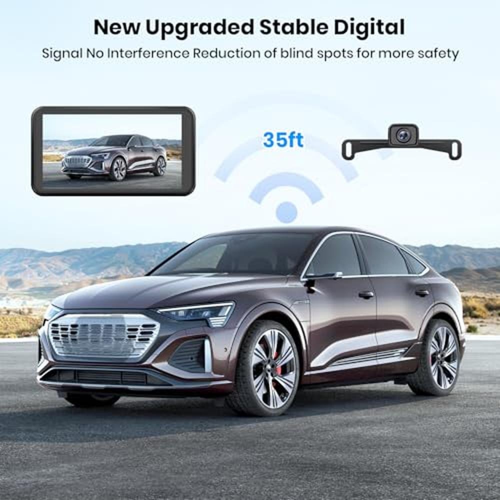 AUTO-VOX Wireless Backup Camera for Car Easy Install: No Delay 5" HD 1080P Rear View Camera with Clear Night Vision 2 Channels, IP69K Waterproof Back Up Camera System for Truck, Pickup, SUV, Van - W12