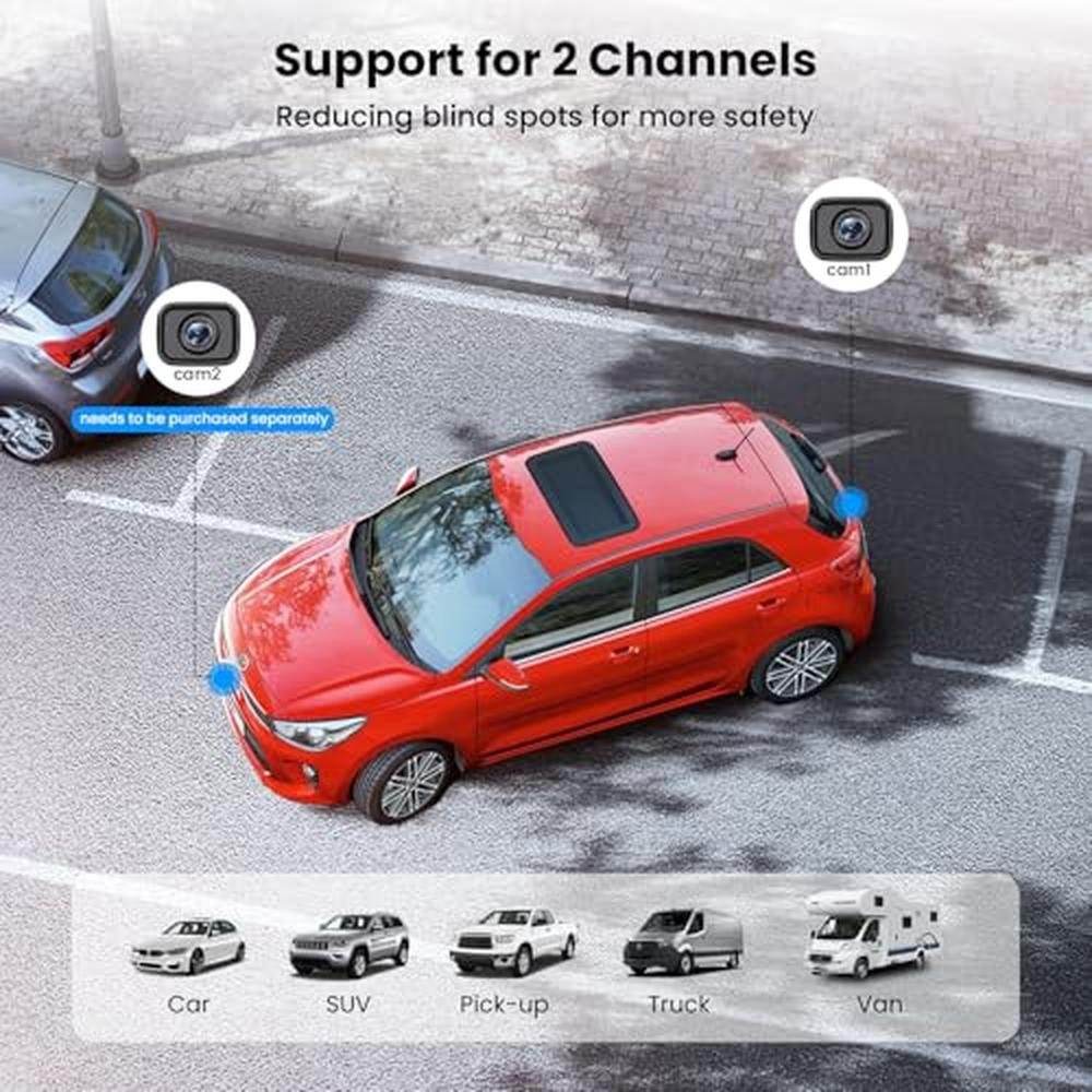 AUTO-VOX Wireless Backup Camera for Car Easy Install: No Delay 5" HD 1080P Rear View Camera with Clear Night Vision 2 Channels, IP69K Waterproof Back Up Camera System for Truck, Pickup, SUV, Van - W12