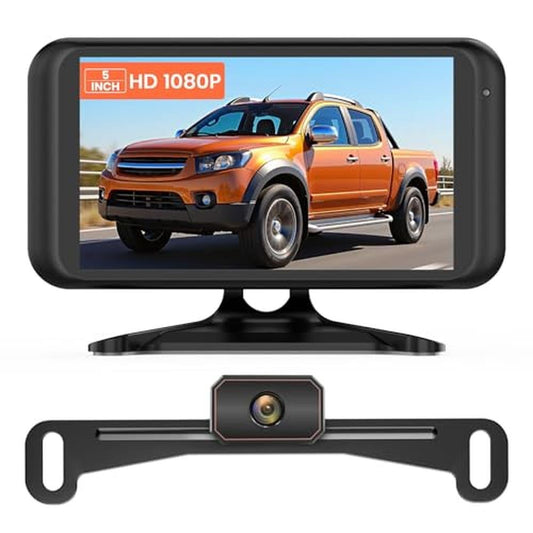 AUTO-VOX W5 Wireless Backup Camera: 4.5" 1080P Dual-Channel Monitor, Easy Installation, Stable Wireless Signal, IP69K Waterproof Color Night Vision Back Up Camera for Truck, Car, SUV, Van and Trailer