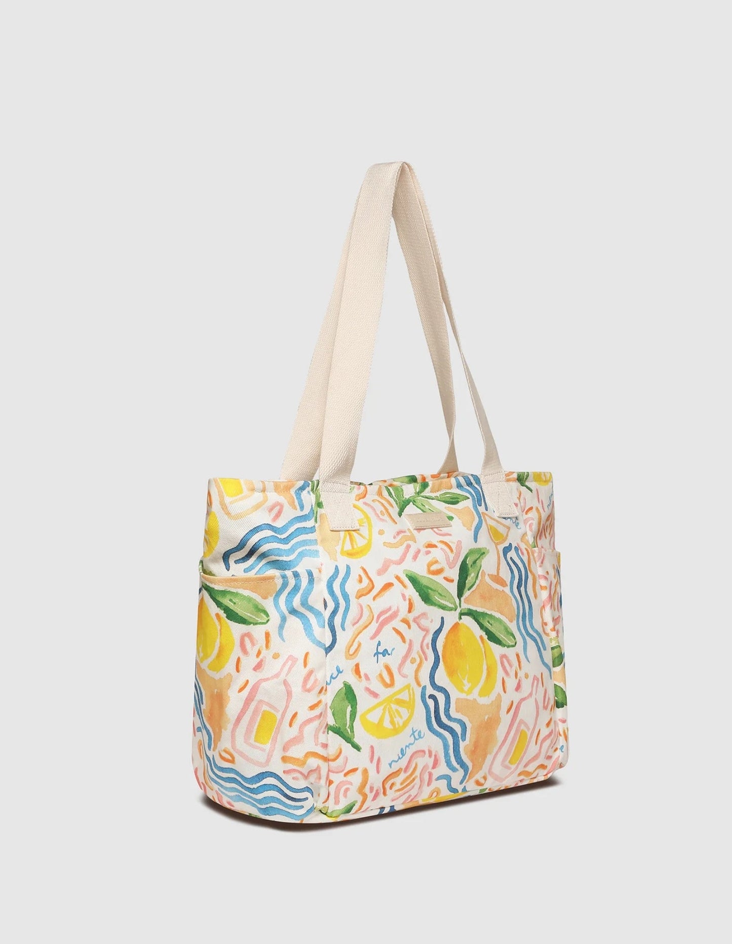 Sac cabas Charlotte en toile - Imprimé citron - Louenhide
