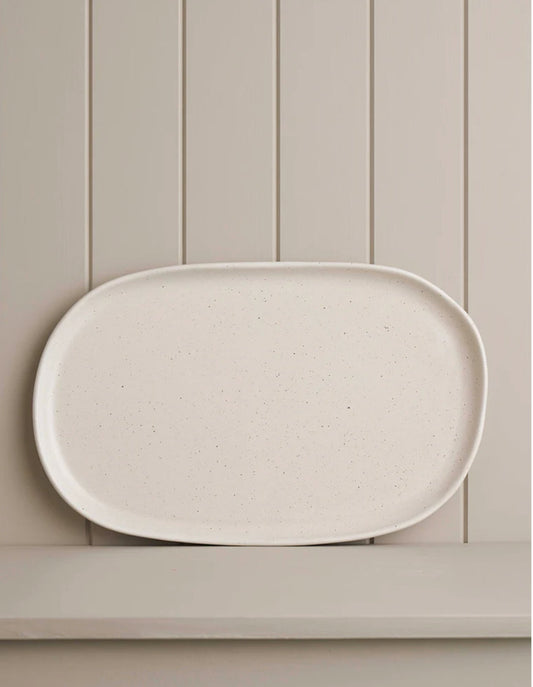 Grand plat oblong / Table d'abondance en terre naturelle