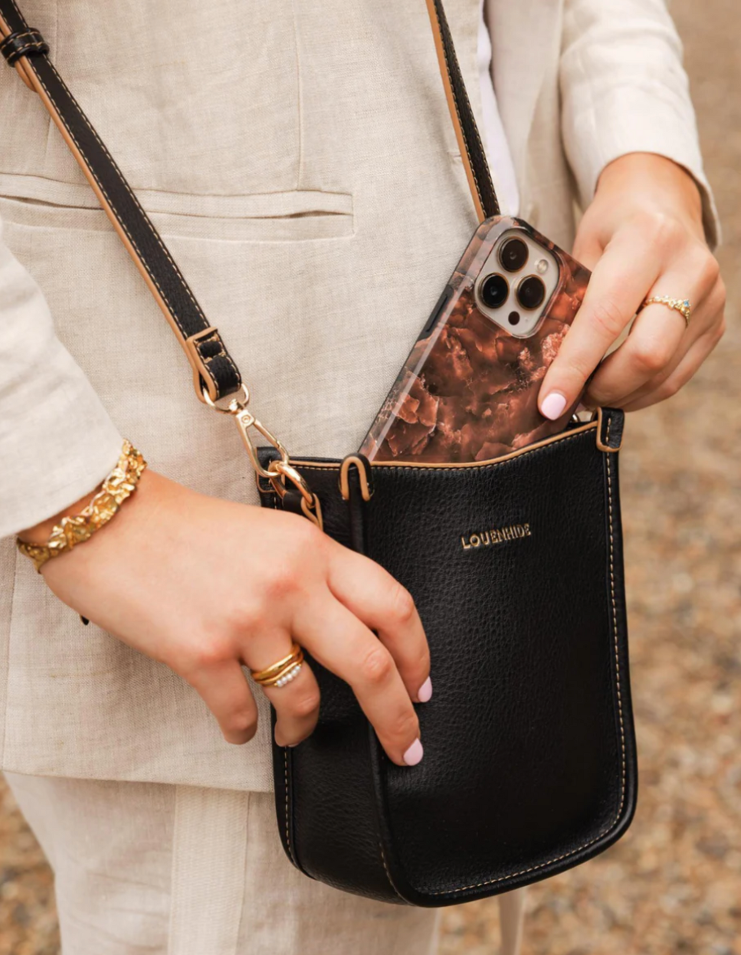 Sac bandoulière pour téléphone Parker - Noir - Louenhide