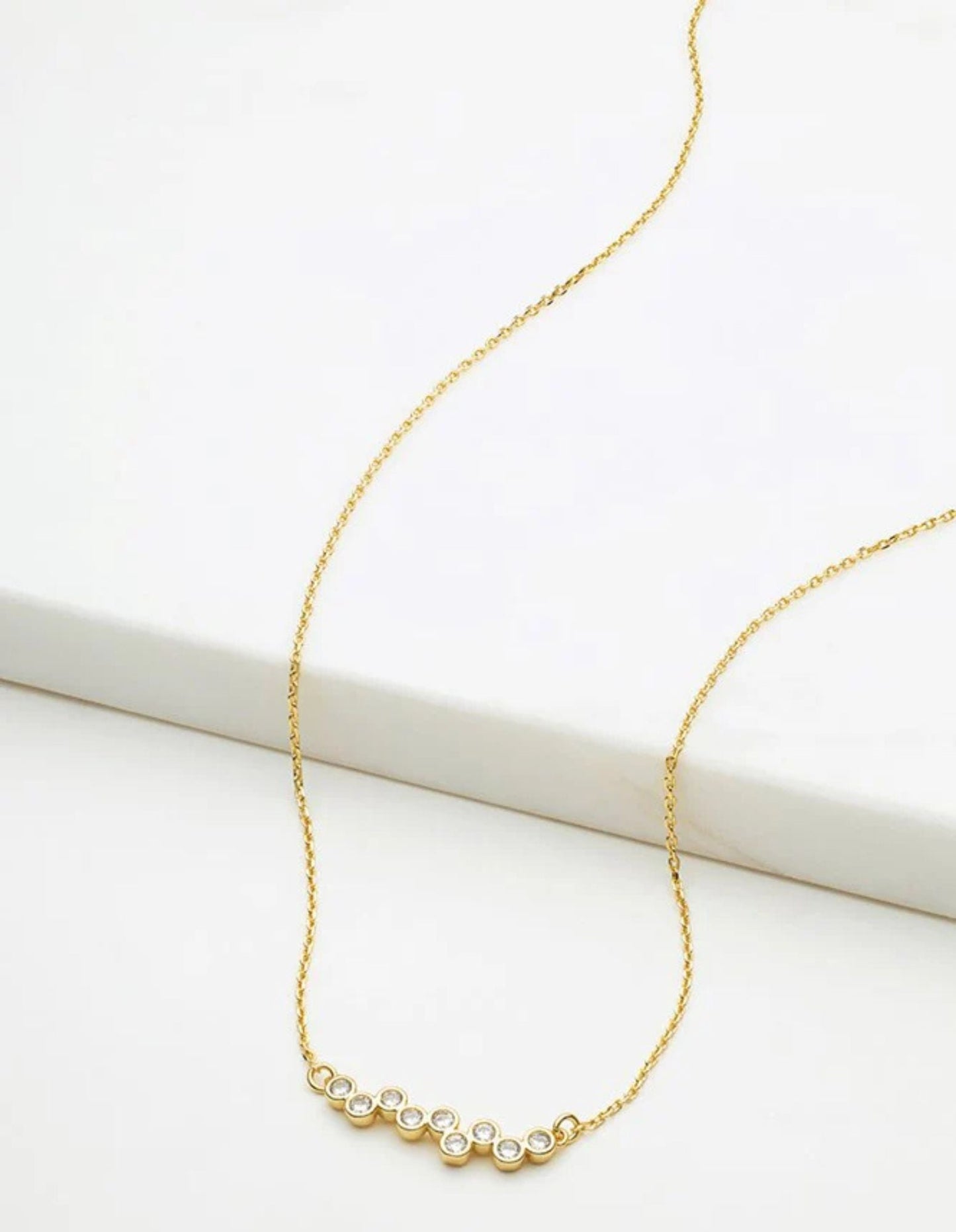 Scattered Crystal Mini Necklace - Gold - Zafino