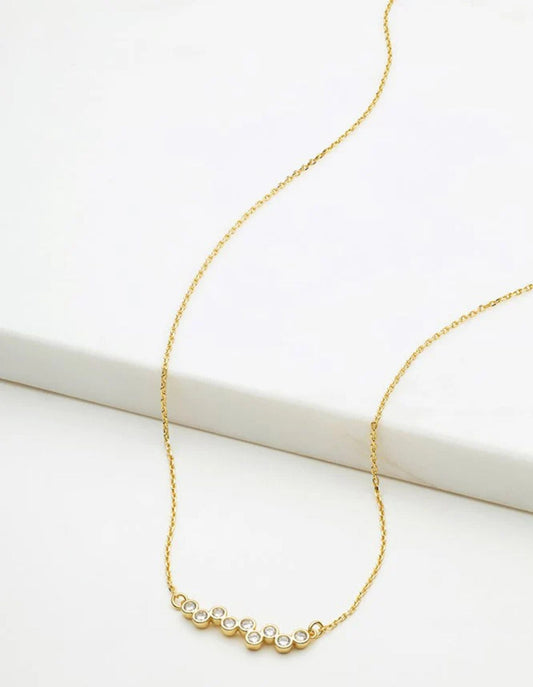Scattered Crystal Mini Necklace - Gold - Zafino