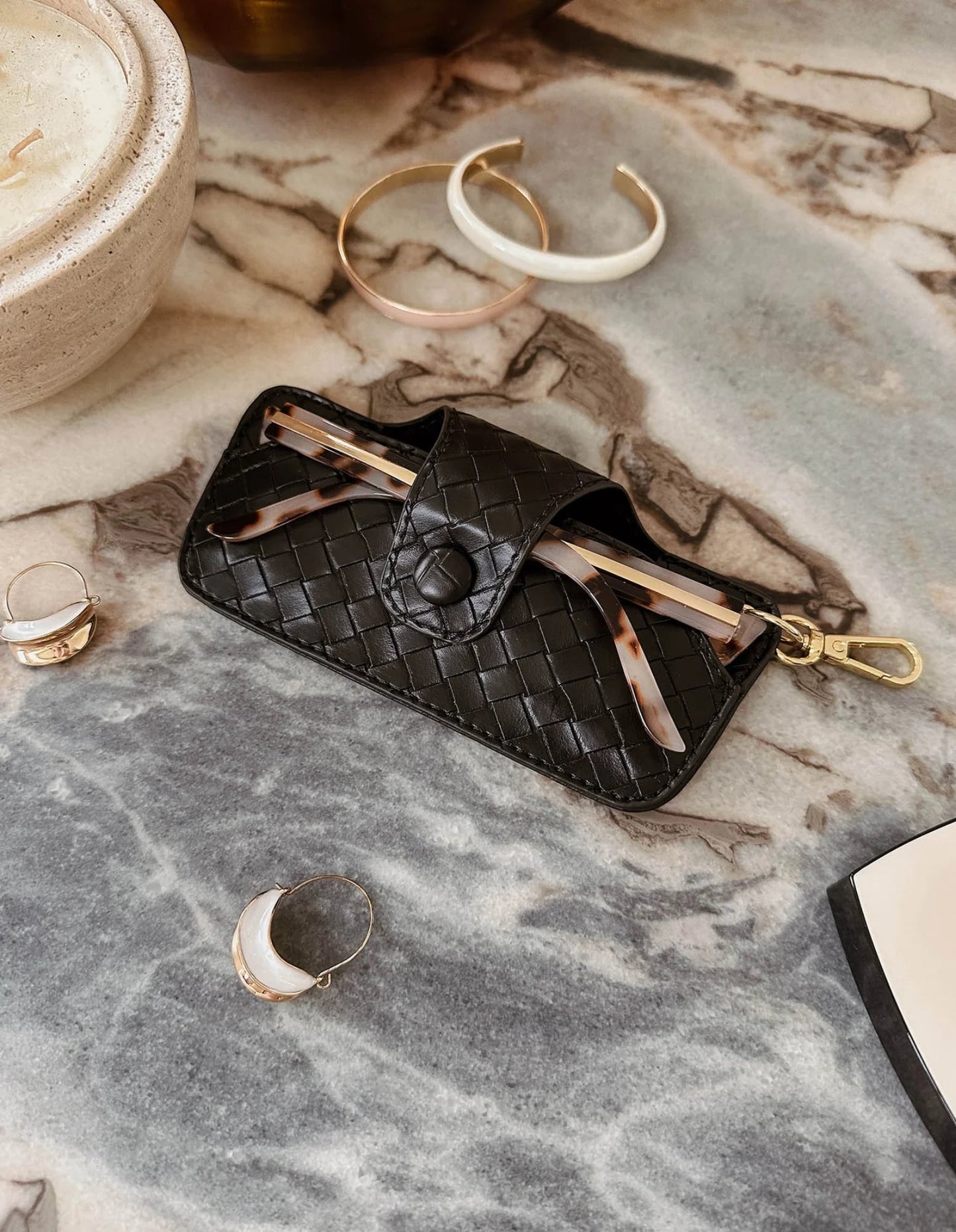 Étui à lunettes de soleil Skittle - Tissé noir - Louenhide