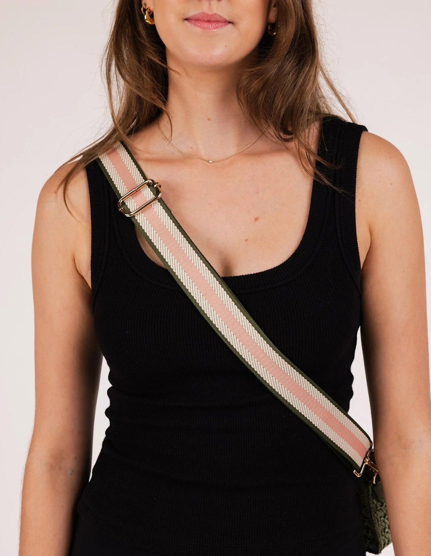 Bandoulière rayée pour sac à main - Rose/Kaki - Louenhide