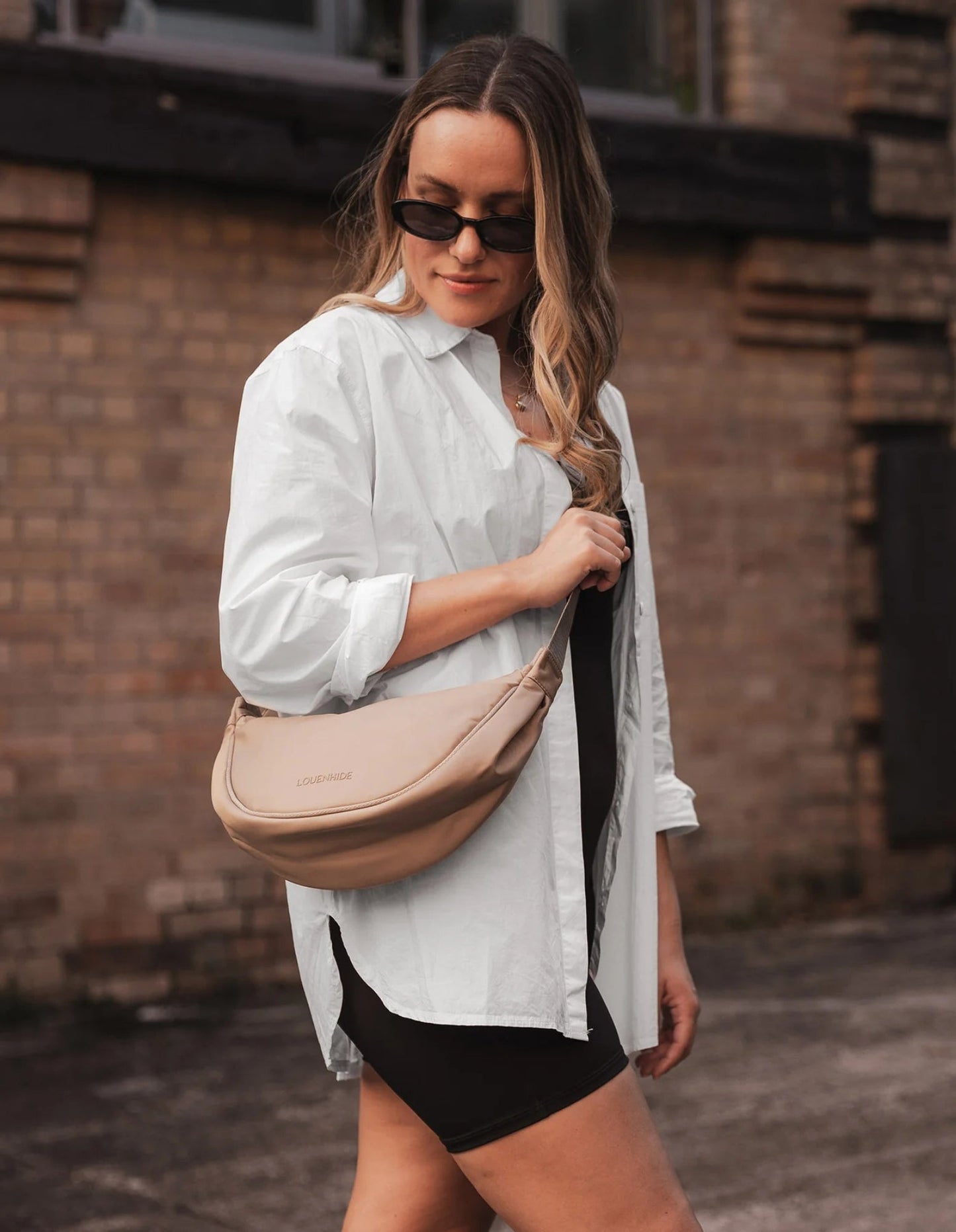 Sylvia Nylon Crossbody Bag - Beige - Louenhide