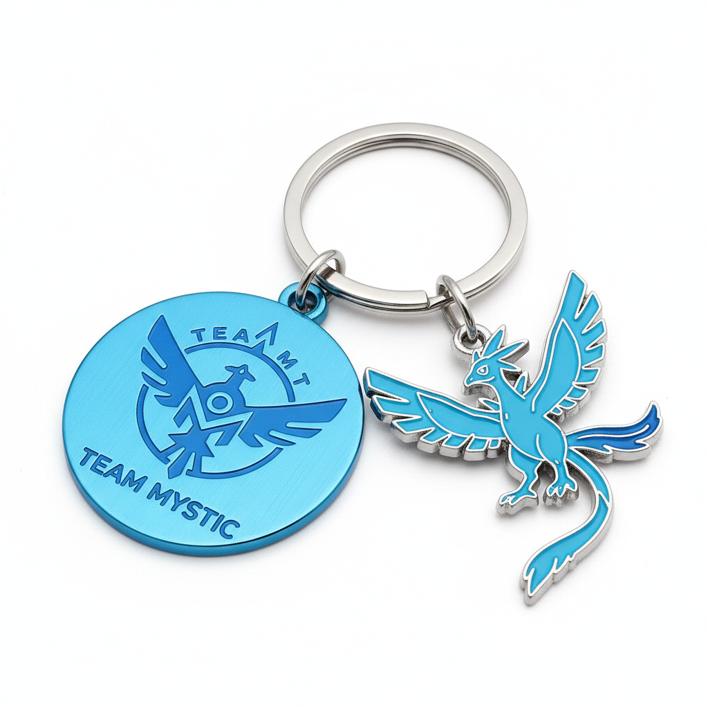 Team Mystic Keychain Angled View