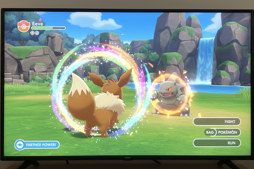 Pokemon Let's Go Eevee battle scene