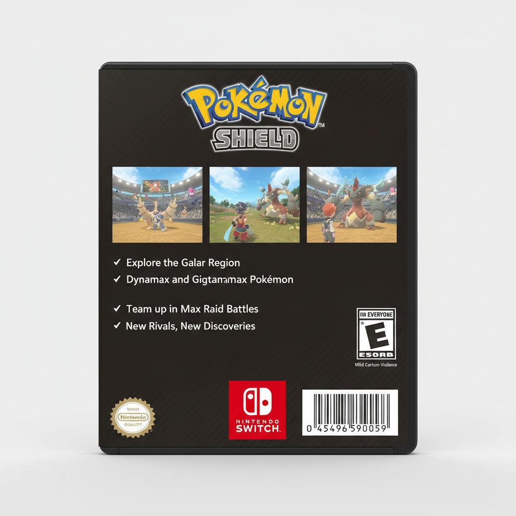 Pokemon Shield game case back cover