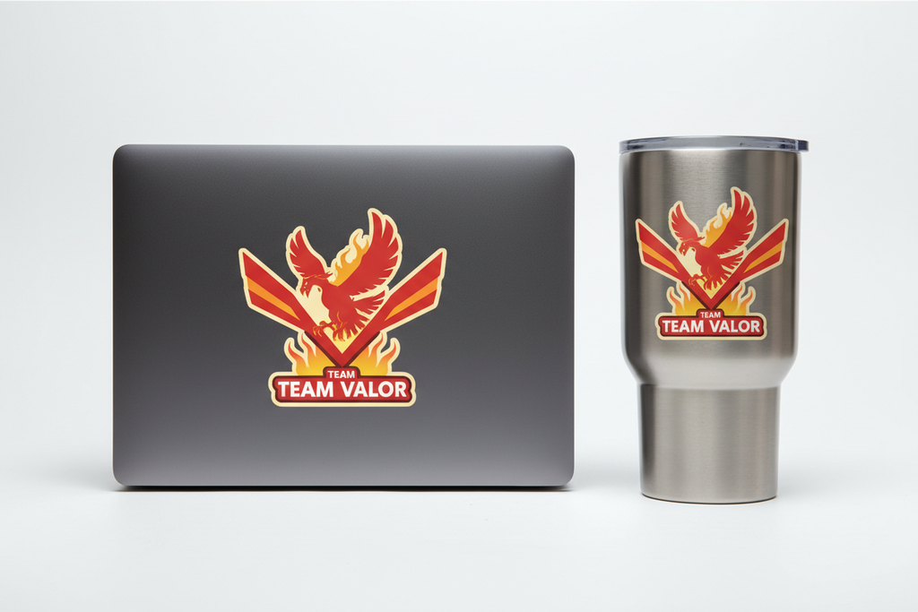 Team valor sticker that shows in laptop or tumbler