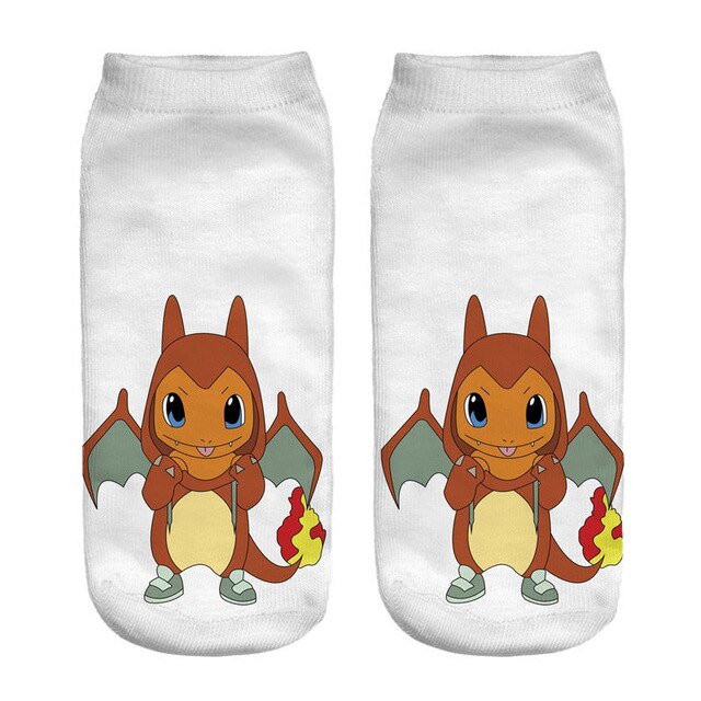 Women Socks 3D Print Animals Character team instinct  White Wholesale Short Cute Low Cut Ankle Lady Girl Funny Socks Pokemon Go
