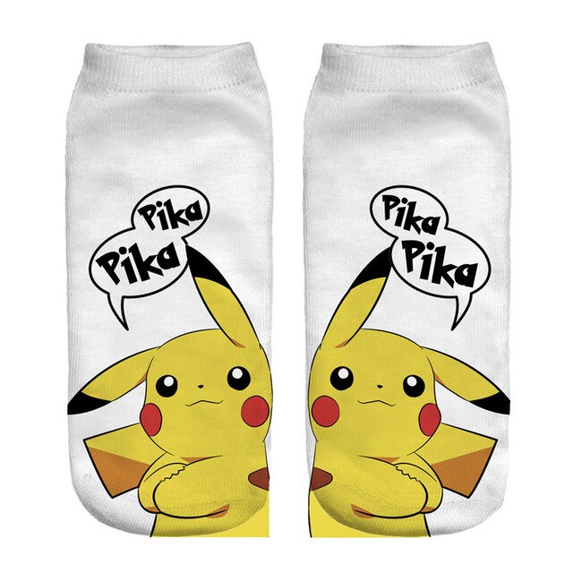Women Socks 3D Print Animals Character team instinct  White Wholesale Short Cute Low Cut Ankle Lady Girl Funny Socks Pokemon Go