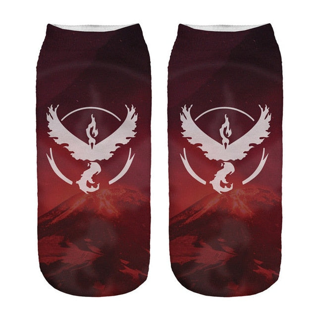 Chaussettes imprimées en 3D, motif animaux, anime, courtes, mignonnes, pour femme, fille, été, amusantes, courageuses, Pokémon Go