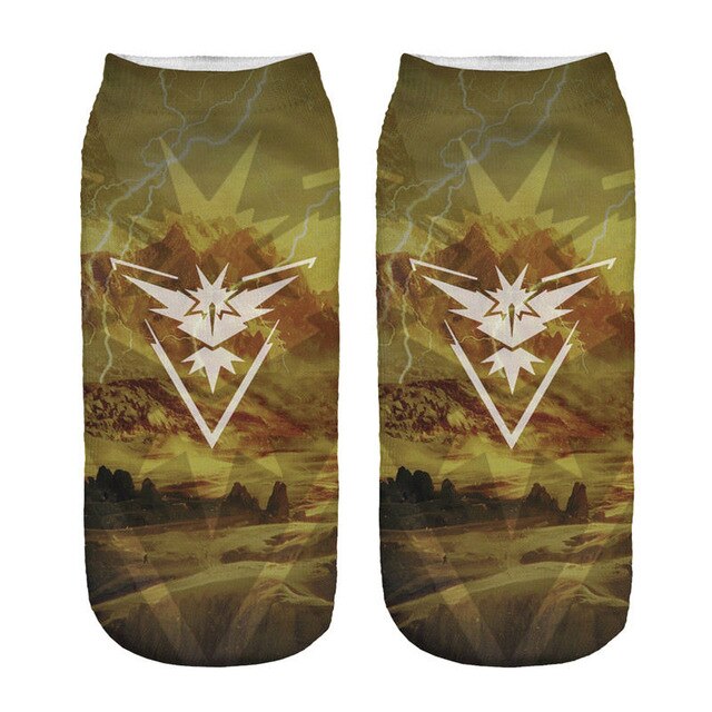 Chaussettes imprimées en 3D, motif animaux, anime, courtes, mignonnes, pour femme, fille, été, amusantes, courageuses, Pokémon Go