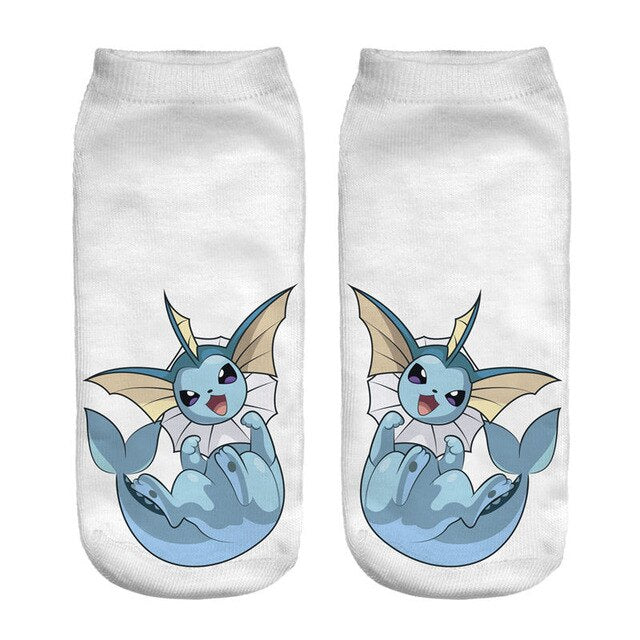 Chaussettes imprimées en 3D, motif animaux, anime, courtes, mignonnes, pour femme, fille, été, amusantes, courageuses, Pokémon Go